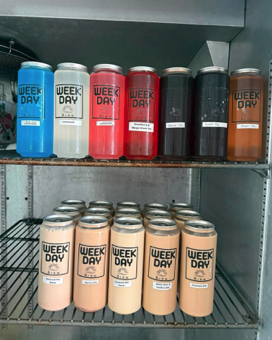 Weekday Brew bottled drinks in a cooler